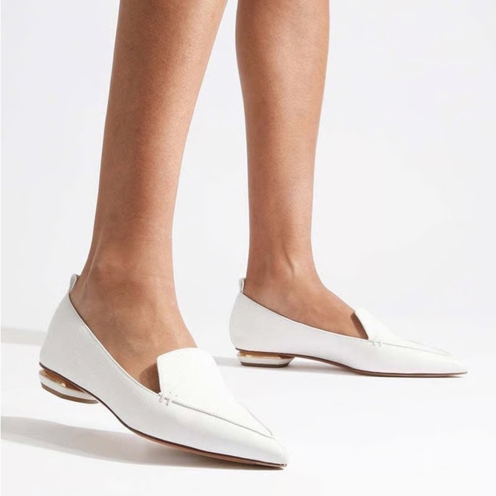 Nicholas Kirkwood | White Beya Leather Pointed Toe Flats EU 37